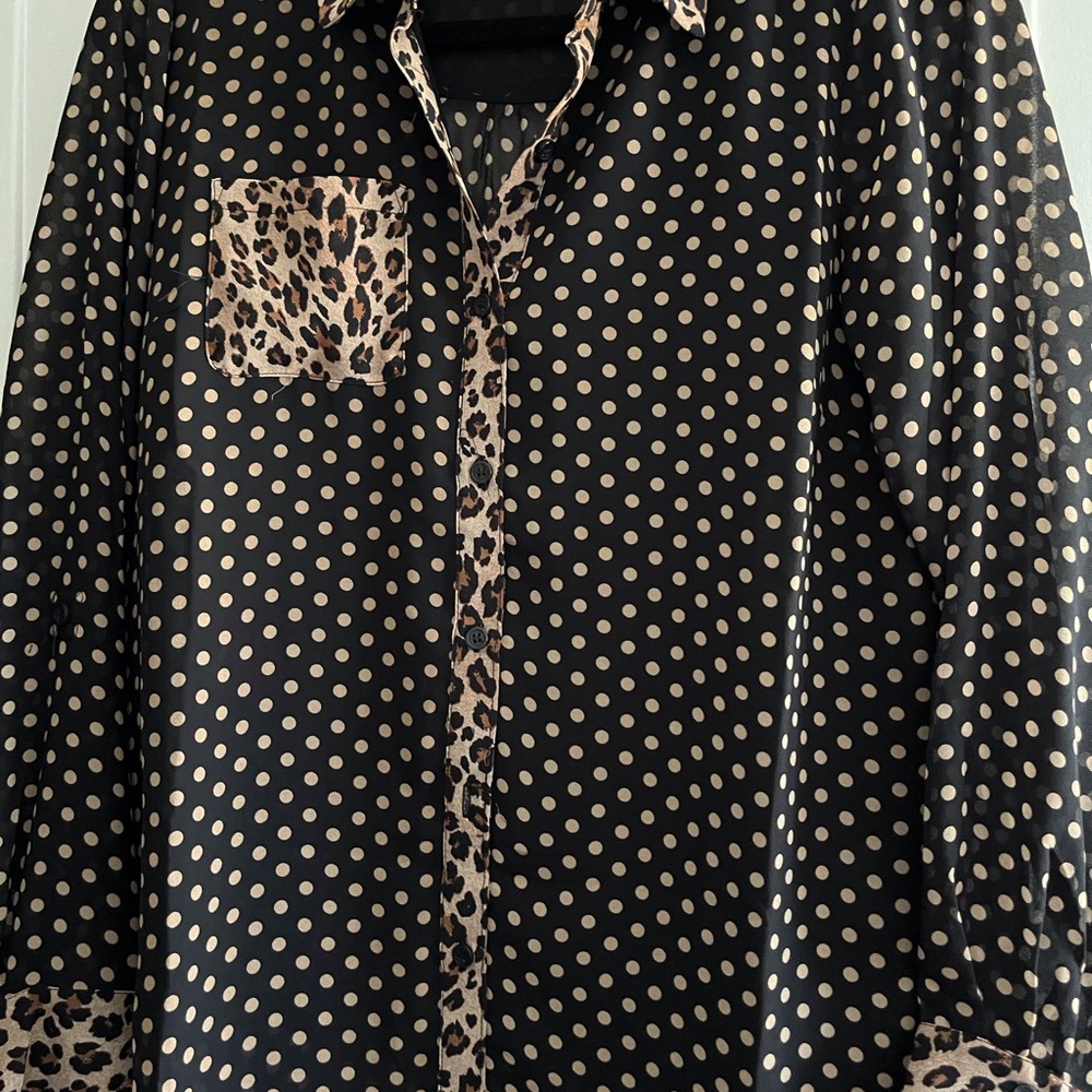 Black and Tan Polka Dot Blouse